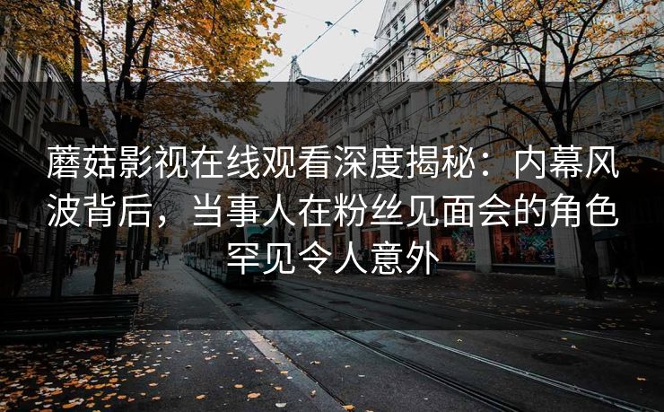 蘑菇影视在线观看深度揭秘：内幕风波背后，当事人在粉丝见面会的角色罕见令人意外