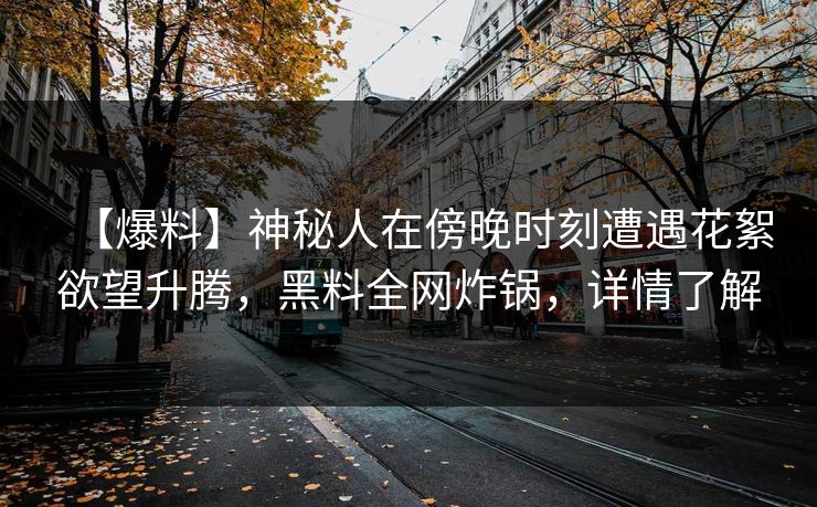 【爆料】神秘人在傍晚时刻遭遇花絮欲望升腾，黑料全网炸锅，详情了解