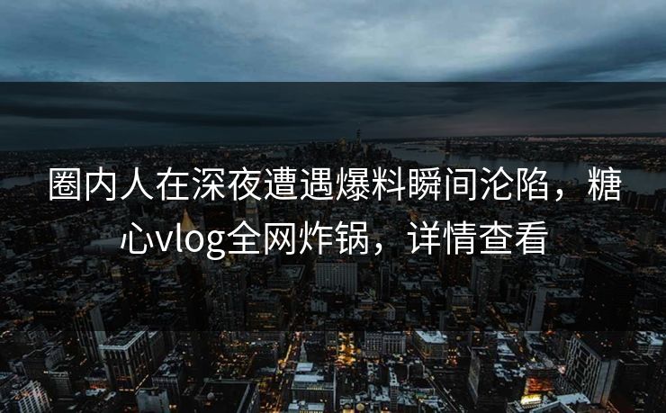 圈内人在深夜遭遇爆料瞬间沦陷，糖心vlog全网炸锅，详情查看
